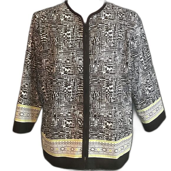 Alfred Dunner Jacket Women’s Size 12 Multi-Colored Zipper 3/4 Sleeves Pockets - Picture 1 of 10